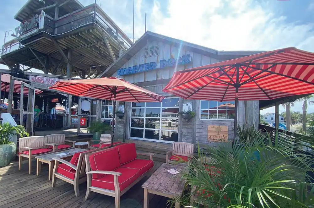 An outside photo of Red's Ice House in Mount Pleasant, South Carolina's Shem Creek.